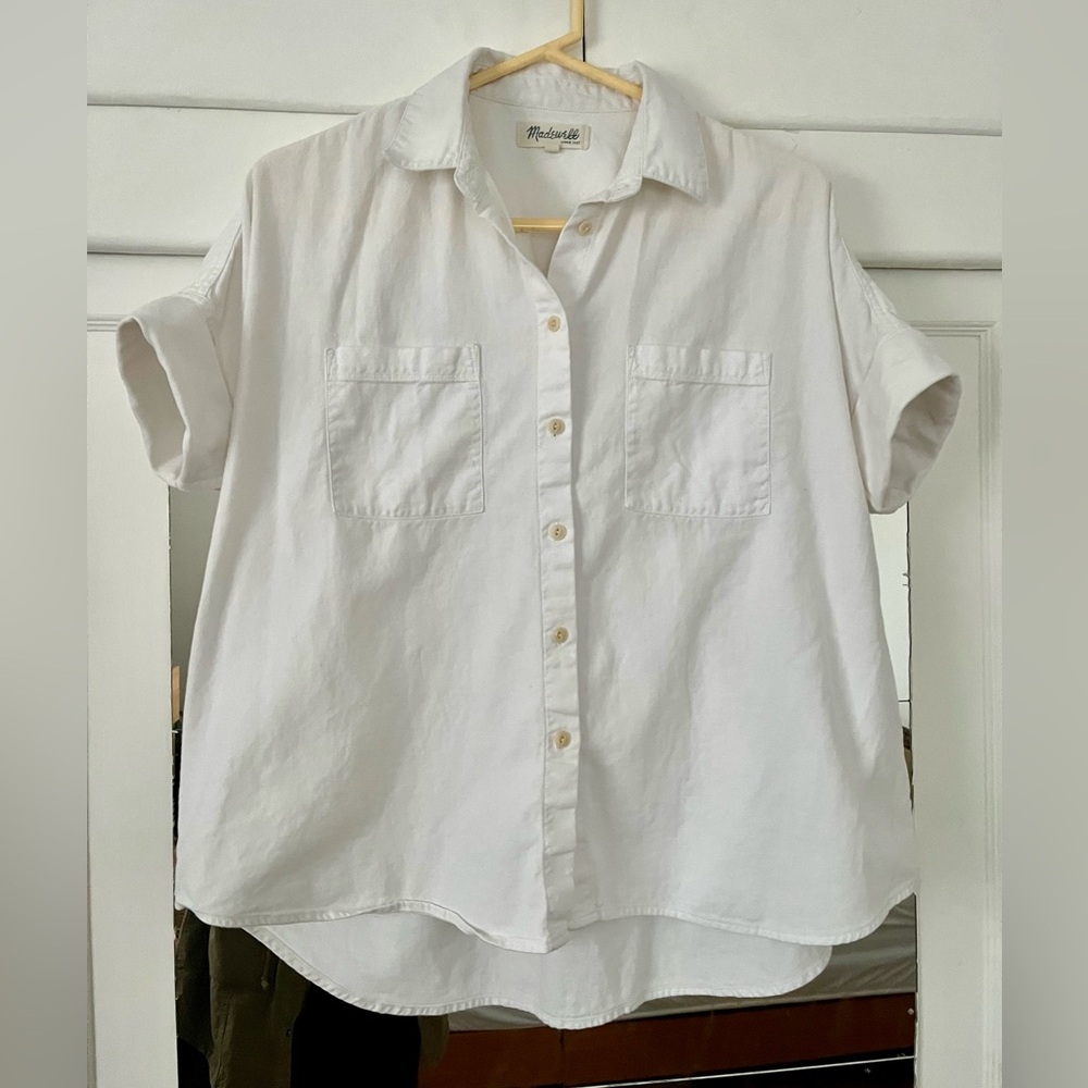 Madewell White Cotton Twill Courier Shirt Medium